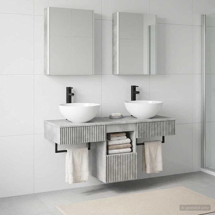 Set dulap baie 5 buc. Gri Beton Lemn prelucrat - WALTI WALTI
