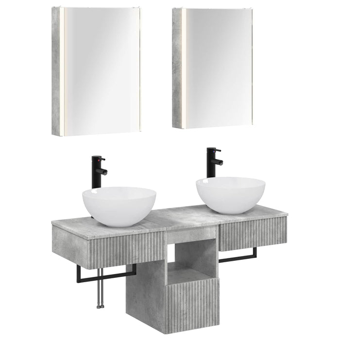 Set dulap baie 5 pcs Gri Beton 43 x 11,5 x 60,5 cm WALTI