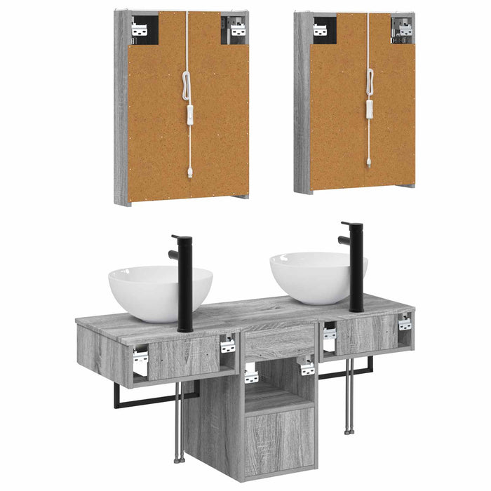 Set dulap baie 5 pcs Sonoma gri 43 x 11,5 x 60,5 cm WALTI