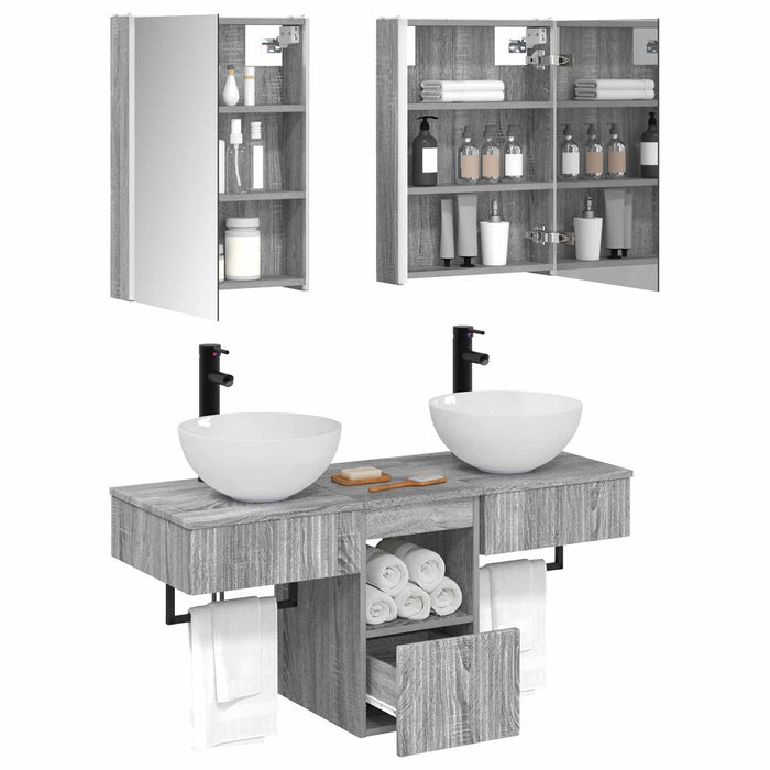 Set dulap baie 5 pcs Sonoma gri 43 x 11,5 x 60,5 cm WALTI