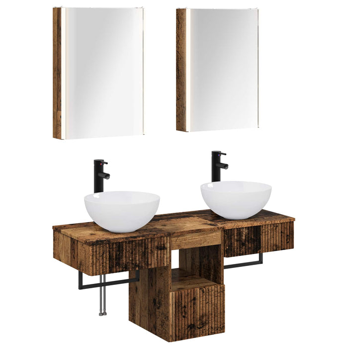 Set dulap baie 5 pcs Lemn vechi 43 x 11,5 x 60,5 cm WALTI
