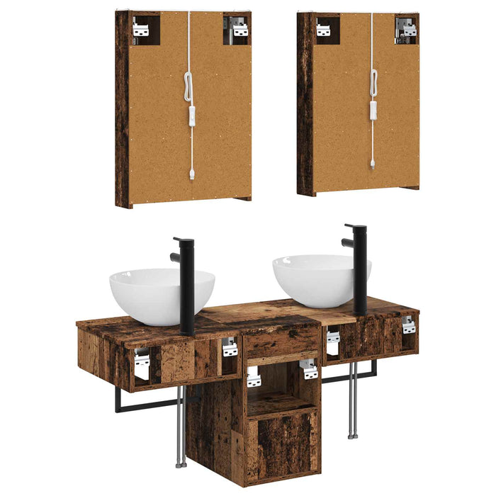 Set dulap baie 5 pcs Lemn vechi 43 x 11,5 x 60,5 cm WALTI