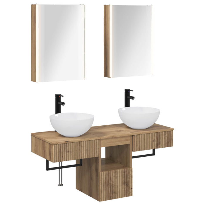 Set dulap baie 5 pcs Stejar Artizanal 43 x 11,5 x 60,5 cm WALTI