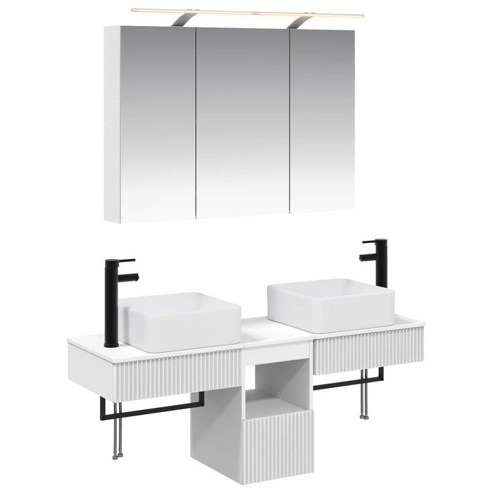 Set dulap baie 4 pcs Alb 100 x 14,5 x 70 cm Lemn prelucrat WALTI