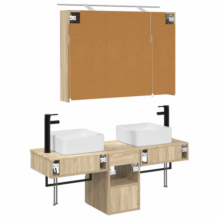 Set dulap baie 4 pcs Stejar Sonoma 100 x 14,5 x 70 cm WALTI