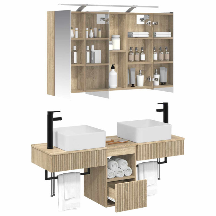 Set dulap baie 4 pcs Stejar Sonoma 100 x 14,5 x 70 cm WALTI