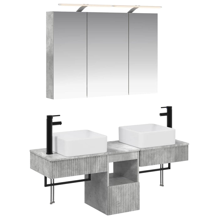 Set dulap baie 4 pcs Gri Beton 100 x 14,5 x 70 cm WALTI