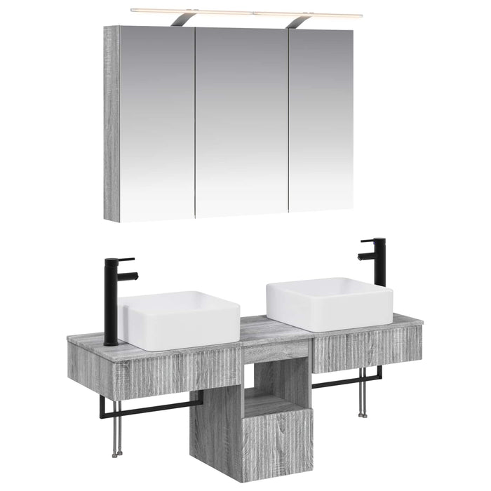Set dulap baie 4 pcs Sonoma gri 100 x 14,5 x 70 cm WALTI