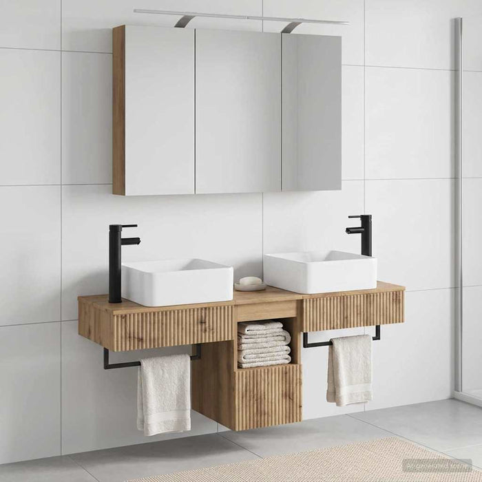 Set dulap baie 4 buc. Stejar Artizanal Lemn prelucrat WALTI