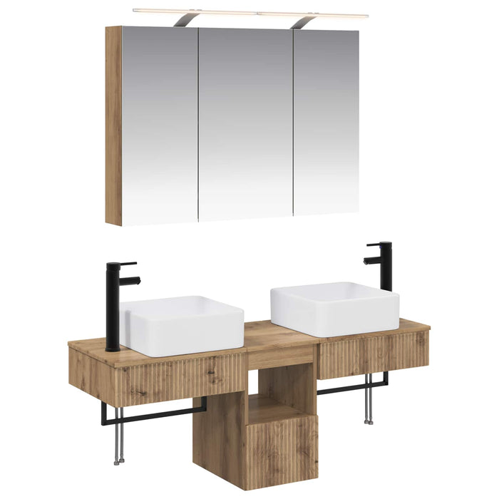 Set dulap baie 4 pcs Stejar Artizanal 100 x 14,5 x 70 cm WALTI