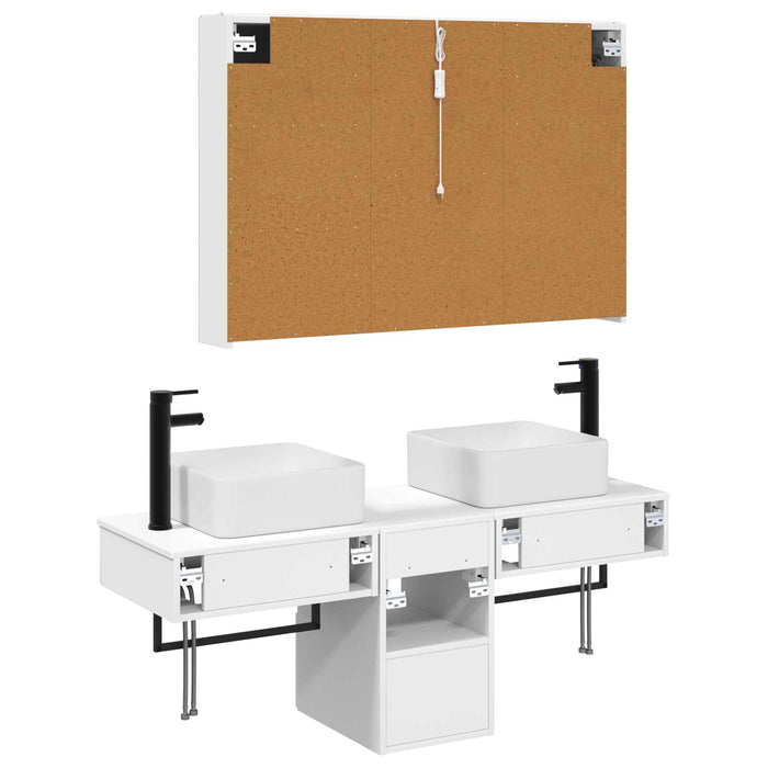 Set dulap baie 4 pcs Alb 103,5 x 15,5 x 70 cm Lemn prelucrat WALTI