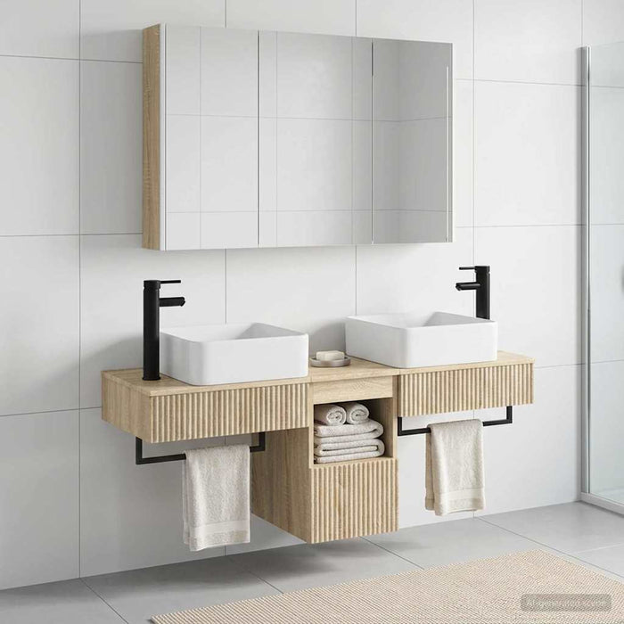 Set dulap baie 4 buc. Stejar Sonoma Lemn prelucrat - WALTI WALTI