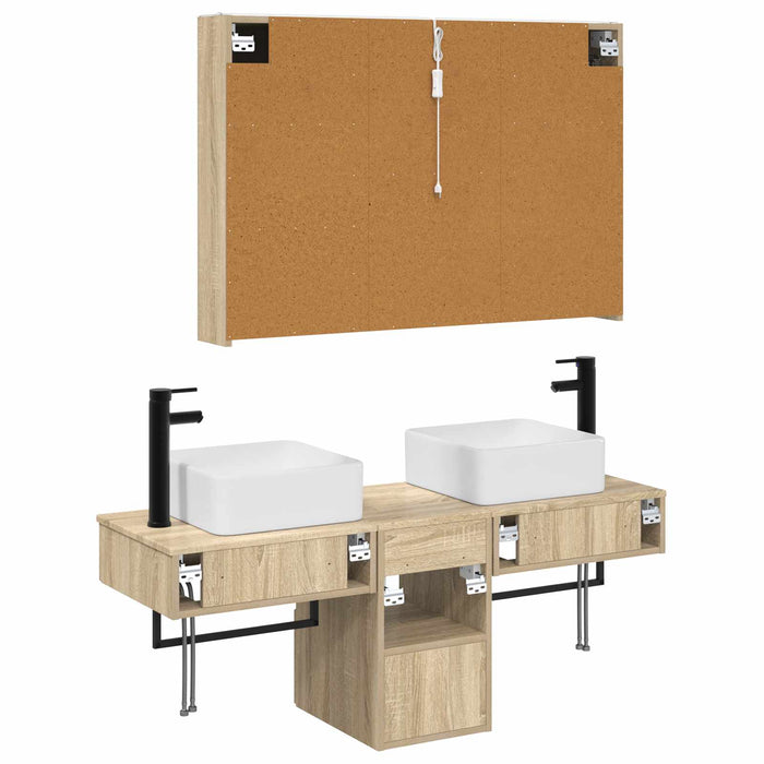 Set dulap baie 4 pcs Stejar Sonoma 103,5 x 15,5 x 70 cm WALTI