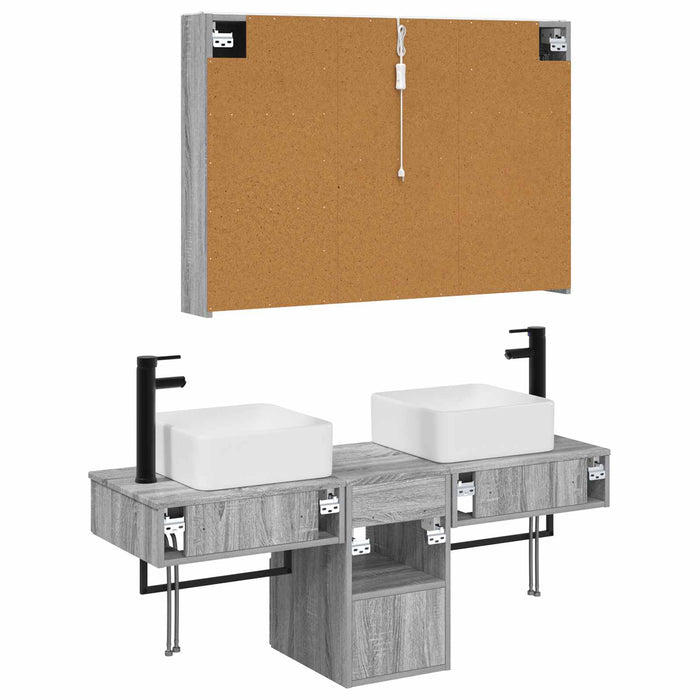 Set dulap baie 4 pcs Sonoma gri 103,5 x 15,5 x 70 cm WALTI