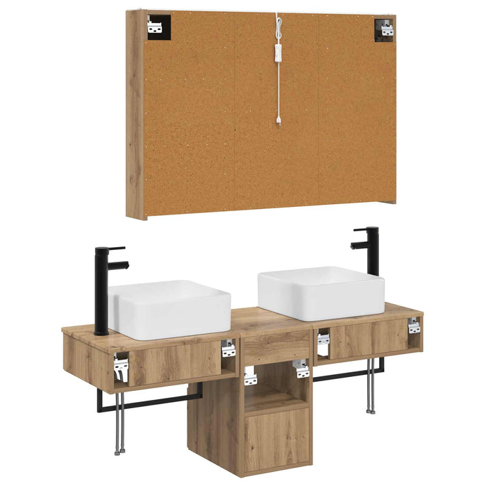 Set dulap baie 4 pcs Stejar Artizanal 103,5 x 15,5 x 70 cm WALTI