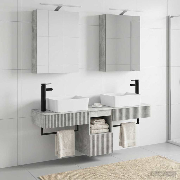 Set dulap baie 5 buc. Gri Beton Lemn prelucrat - WALTI WALTI