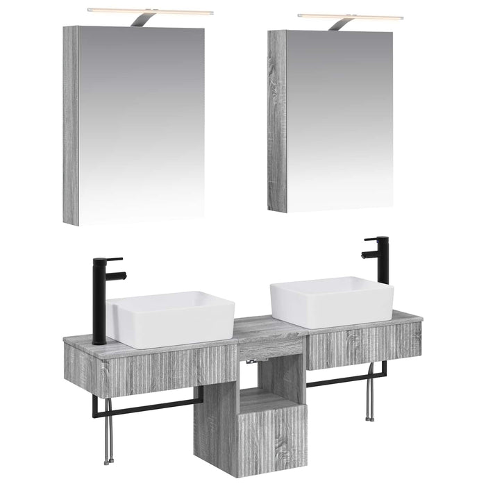 Set dulap baie 5 pcs Sonoma gri 50 x 14,5 x 70 cm WALTI