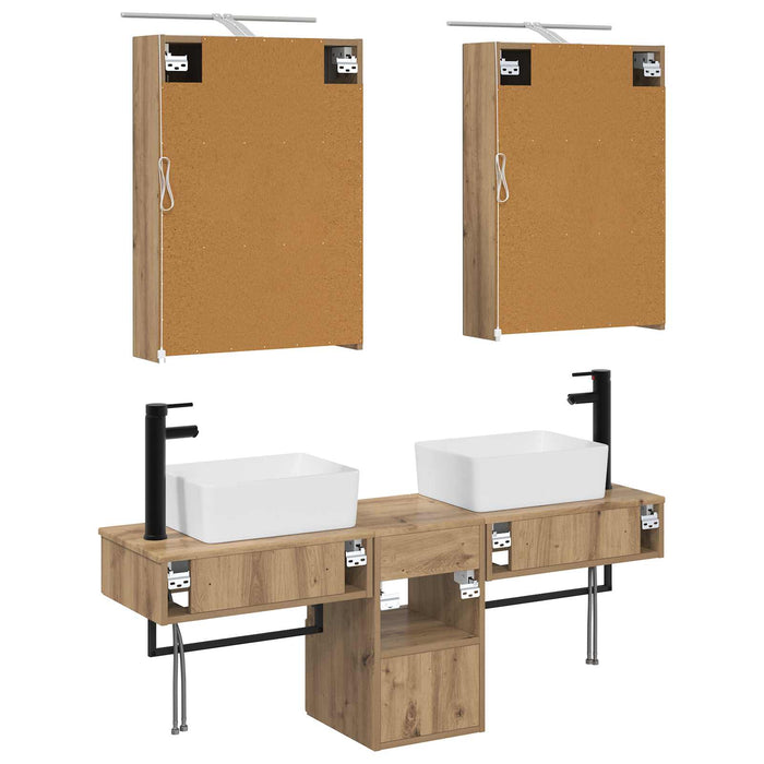 Set dulap baie 5 pcs Stejar Artizanal 50 x 14,5 x 70 cm WALTI