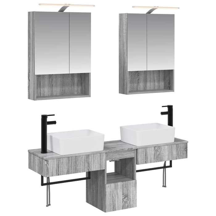 Set dulap baie 5 pcs Sonoma gri 50 x 14,5 x 70 cm WALTI