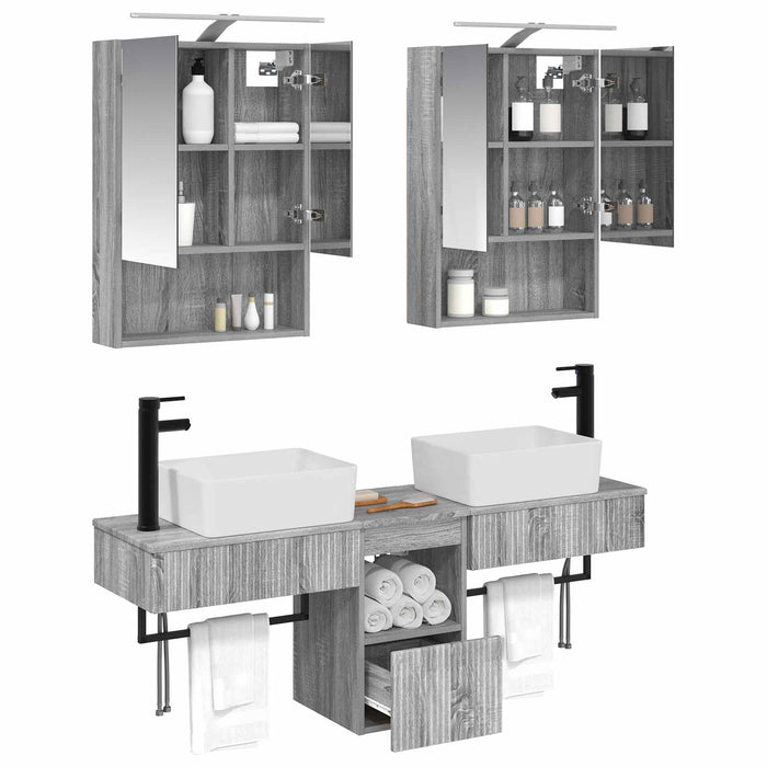 Set dulap baie 5 pcs Sonoma gri 50 x 14,5 x 70 cm WALTI