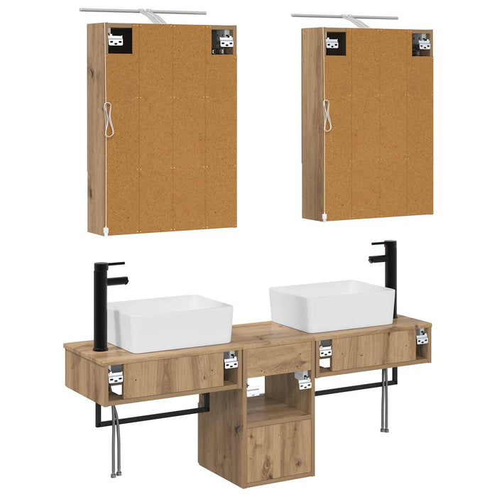 Set dulap baie 5 pcs Stejar Artizanal 50 x 14,5 x 70 cm WALTI