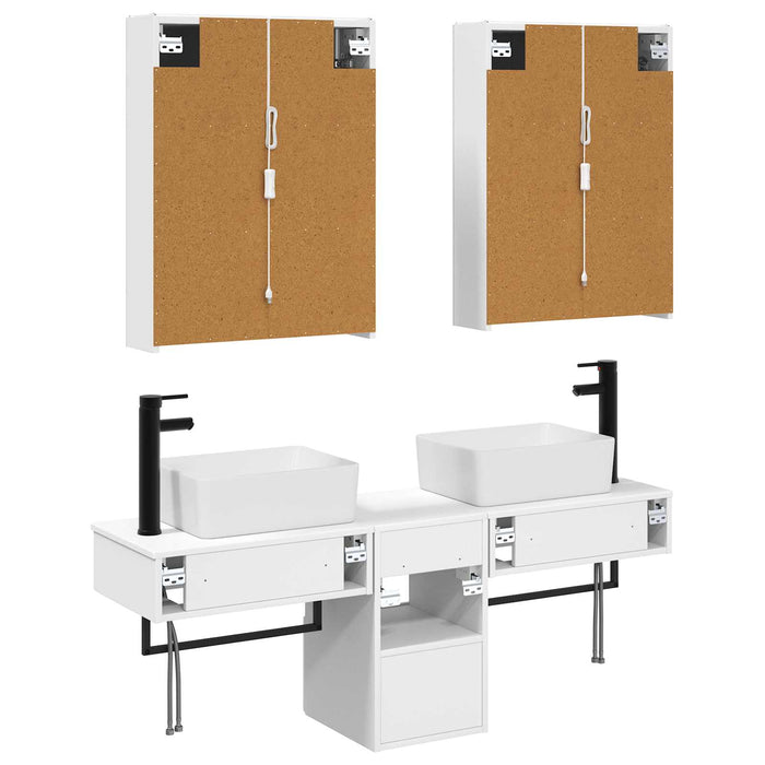 Set dulap baie 5 pcs Alb 53 x 15,5 x 70 cm Lemn prelucrat WALTI