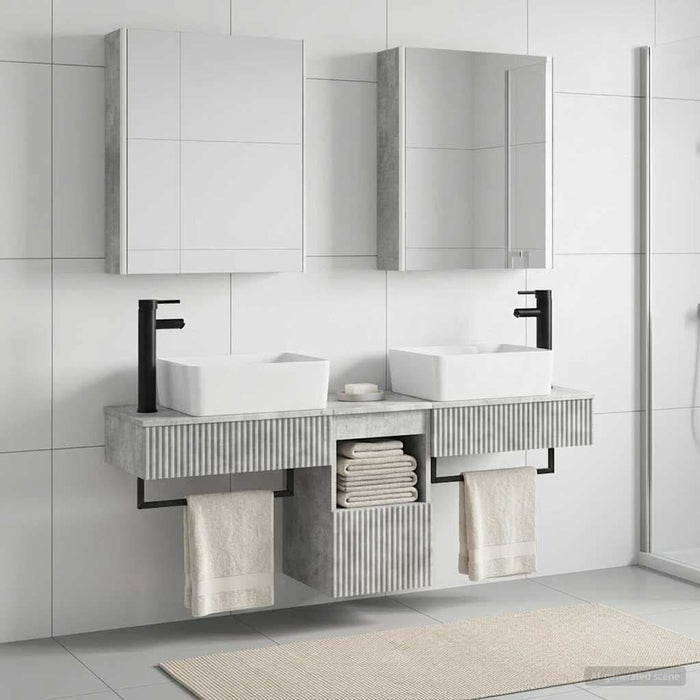 Set dulap baie 5 buc. Gri Beton Lemn prelucrat - WALTI WALTI