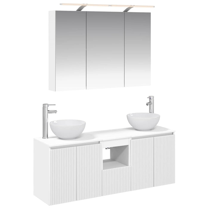 Set dulap baie 4 pcs Alb 100 x 14,5 x 70 cm Lemn prelucrat WALTI