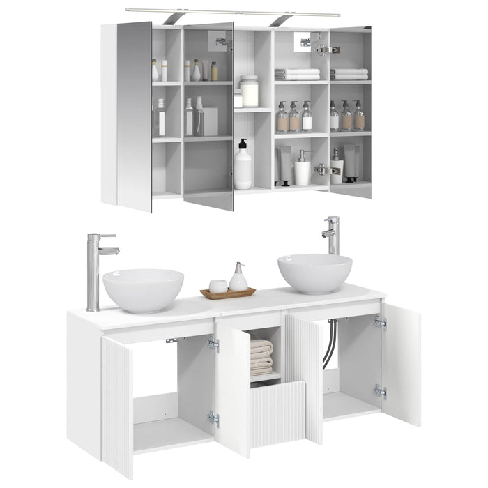 Set dulap baie 4 pcs Alb 100 x 14,5 x 70 cm Lemn prelucrat WALTI