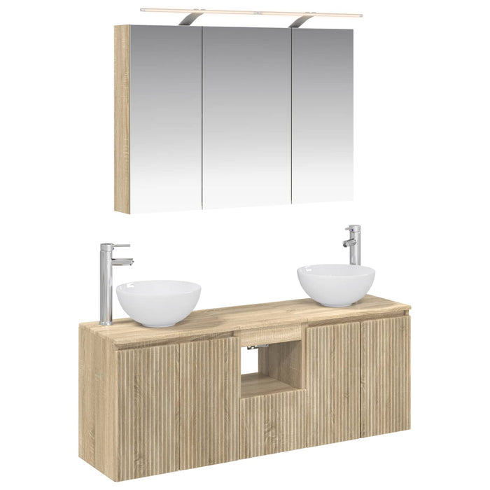 Set dulap baie 4 pcs Stejar Sonoma 100 x 14,5 x 70 cm WALTI