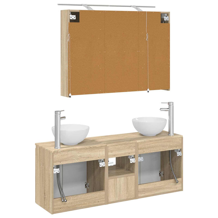 Set dulap baie 4 pcs Stejar Sonoma 100 x 14,5 x 70 cm WALTI