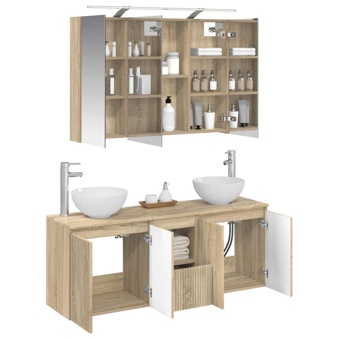 Set dulap baie 4 pcs Stejar Sonoma 100 x 14,5 x 70 cm WALTI
