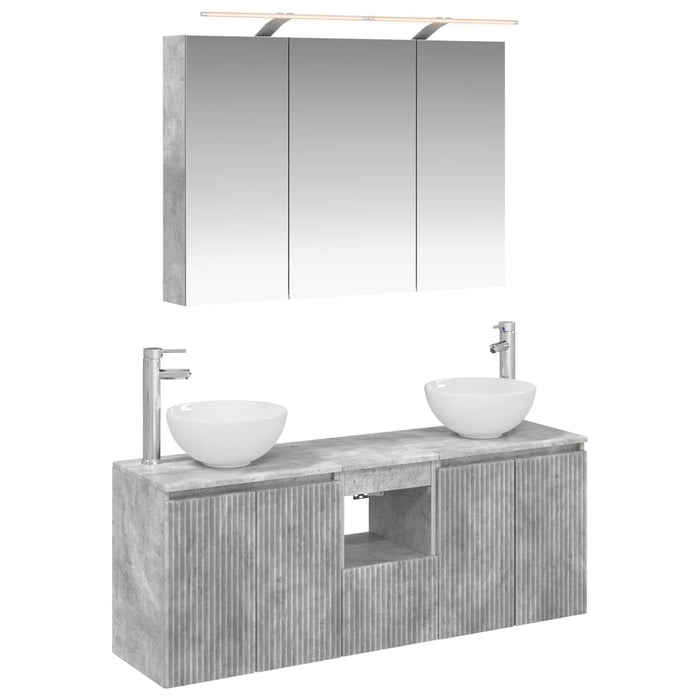 Set dulap baie 4 pcs Gri Beton 100 x 14,5 x 70 cm WALTI
