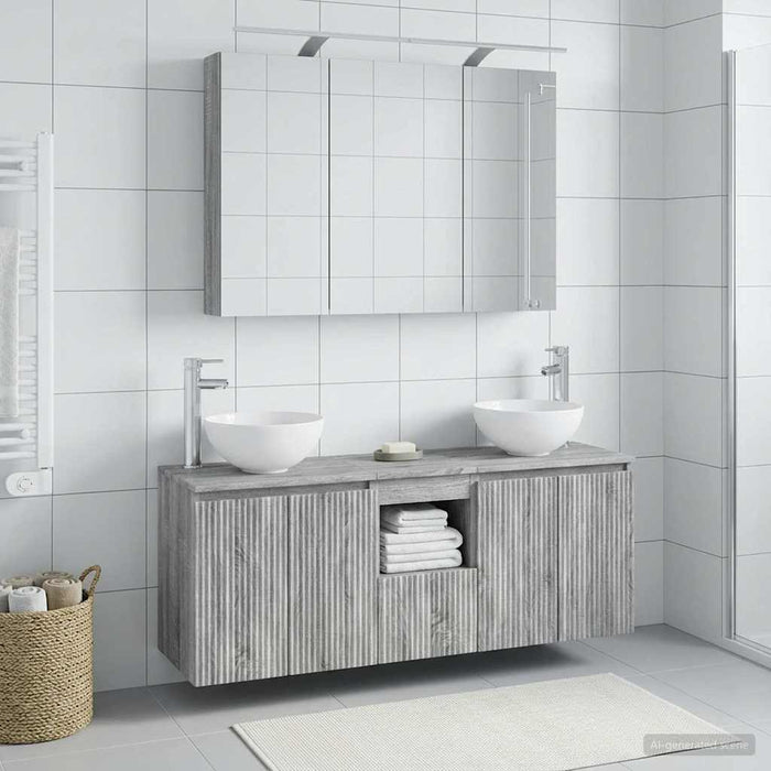 Set dulap baie 4 pcs Sonoma gri 100 x 14,5 x 70 cm WALTI