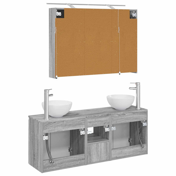 Set dulap baie 4 pcs Sonoma gri 100 x 14,5 x 70 cm WALTI