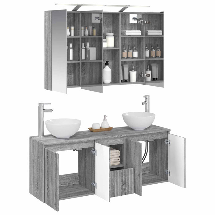Set dulap baie 4 pcs Sonoma gri 100 x 14,5 x 70 cm WALTI