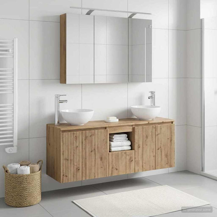 Set dulap baie 4 pcs Stejar Artizanal 100 x 14,5 x 70 cm WALTI
