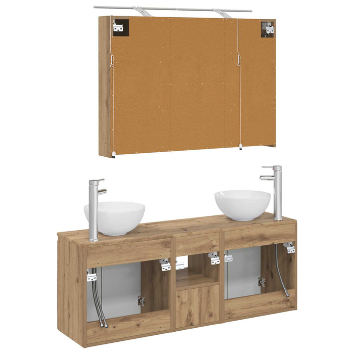 Set dulap baie 4 pcs Stejar Artizanal 100 x 14,5 x 70 cm WALTI