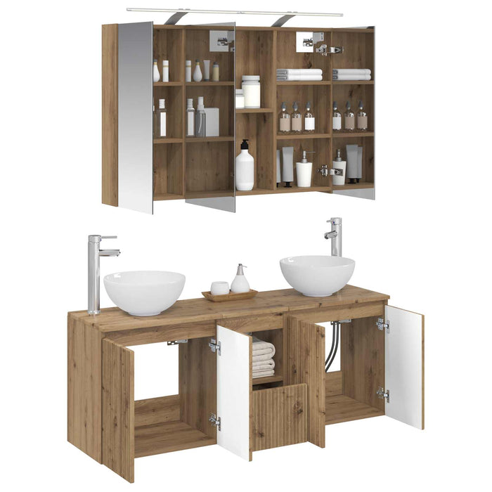 Set dulap baie 4 pcs Stejar Artizanal 100 x 14,5 x 70 cm WALTI