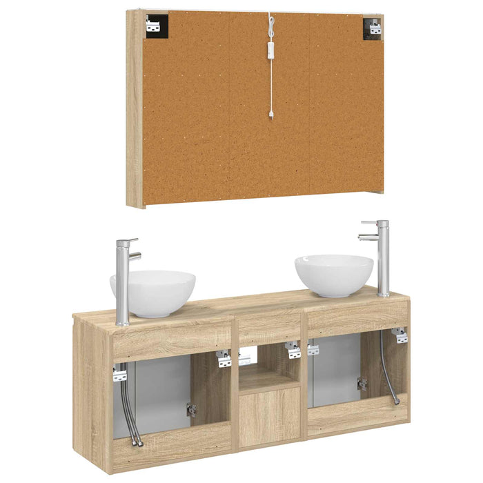 Set dulap baie 4 pcs Stejar Sonoma 103,5 x 15,5 x 70 cm WALTI