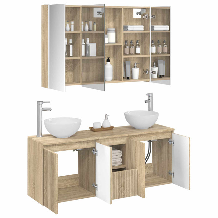 Set dulap baie 4 pcs Stejar Sonoma 103,5 x 15,5 x 70 cm WALTI