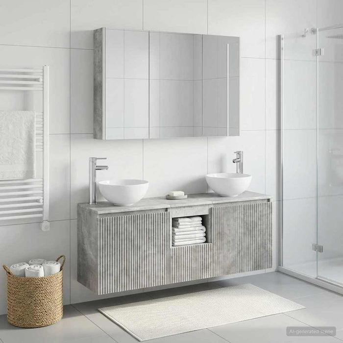 Set dulap baie 4 pcs Gri Beton 103,5 x 15,5 x 70 cm WALTI