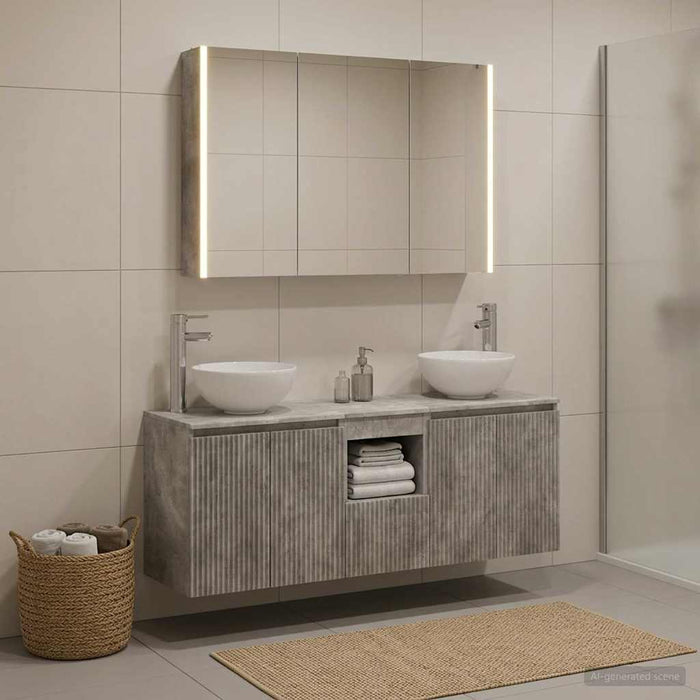 Set dulap baie 4 pcs Gri Beton 103,5 x 15,5 x 70 cm WALTI