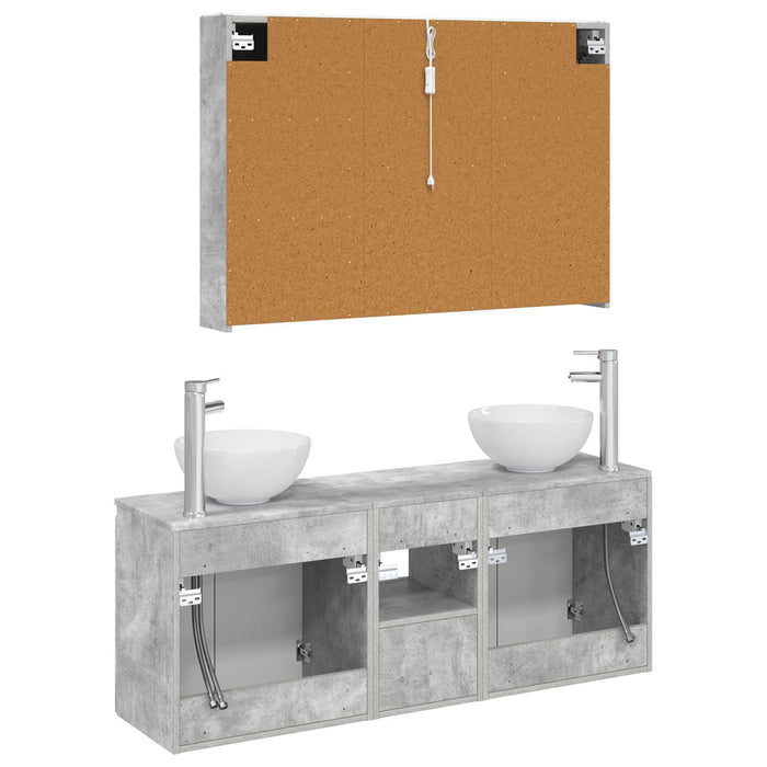 Set dulap baie 4 pcs Gri Beton 103,5 x 15,5 x 70 cm WALTI
