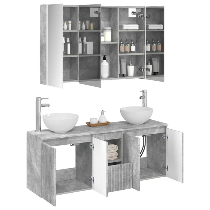 Set dulap baie 4 pcs Gri Beton 103,5 x 15,5 x 70 cm WALTI