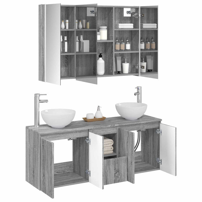 Set dulap baie 4 pcs Sonoma gri 103,5 x 15,5 x 70 cm WALTI
