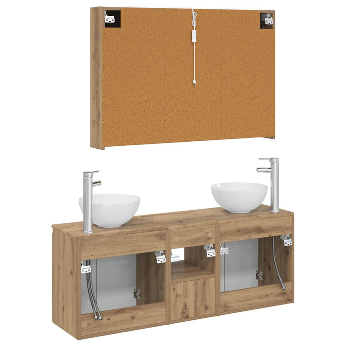 Set dulap baie 4 pcs Stejar Artizanal 103,5 x 15,5 x 70 cm WALTI