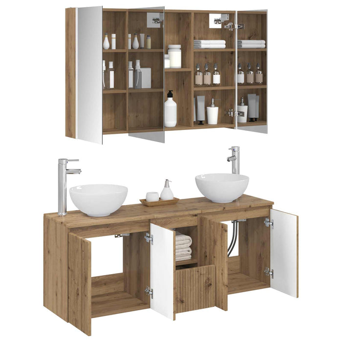 Set dulap baie 4 pcs Stejar Artizanal 103,5 x 15,5 x 70 cm WALTI