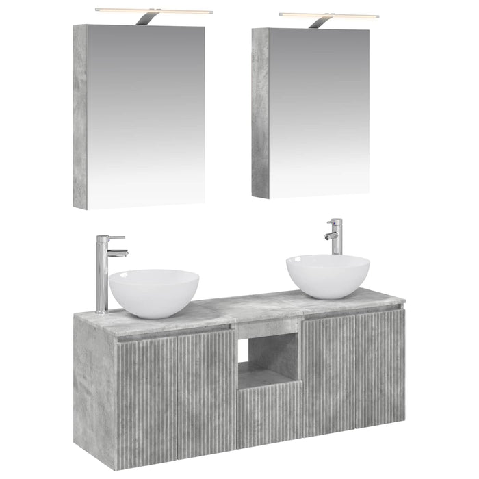 Set dulap baie 5 pcs Gri Beton 50 x 14,5 x 70 cm Lemn prelucrat WALTI