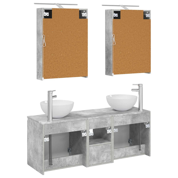 Set dulap baie 5 pcs Gri Beton 50 x 14,5 x 70 cm Lemn prelucrat WALTI